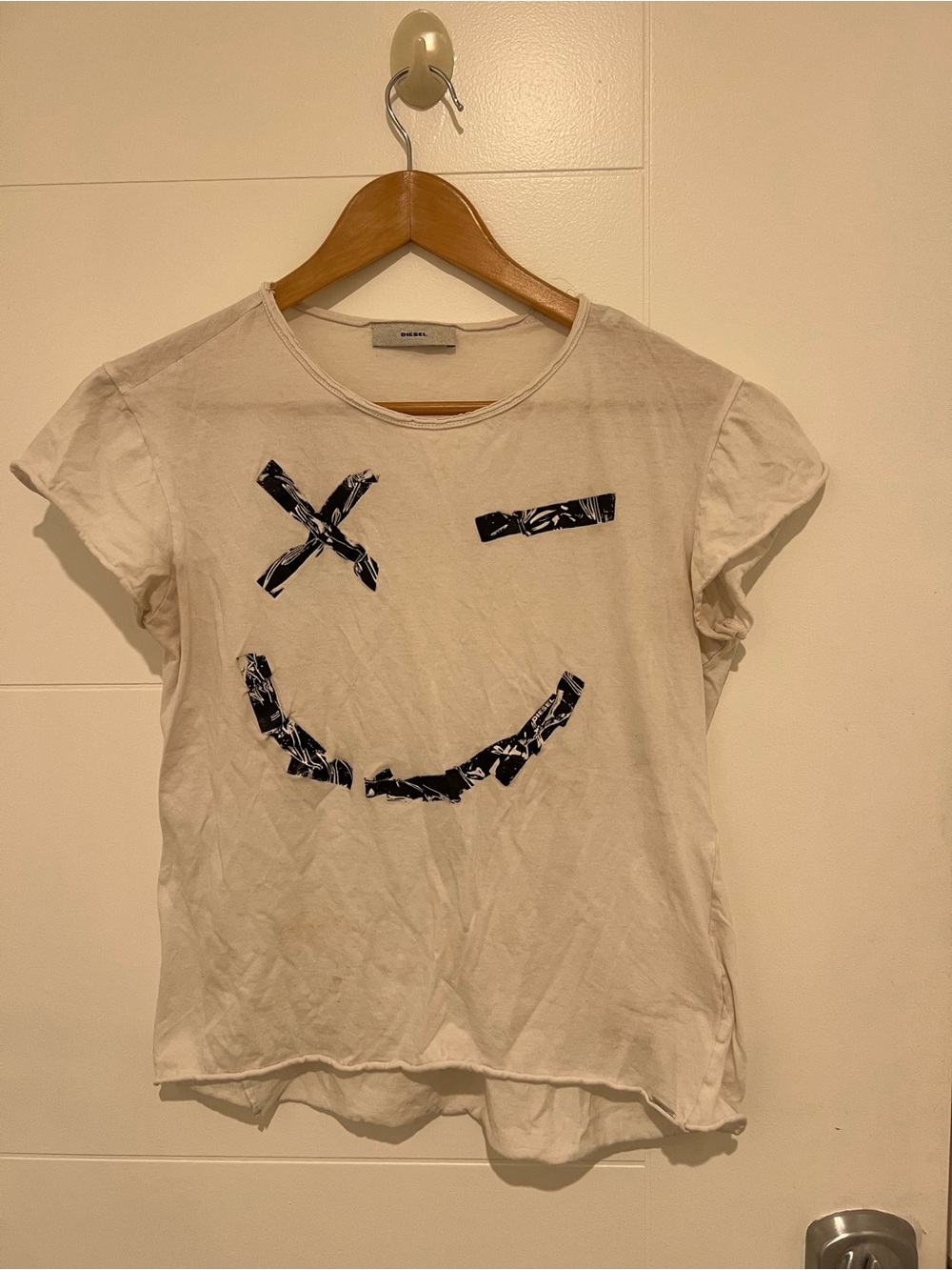 Graphic Smiley Face Tee in White